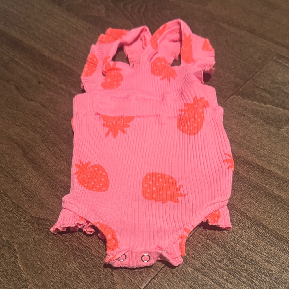 Charming Pink Strawberry Kids Bodysuit
